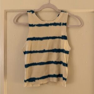 Striped Sleeveless Top - Cream and Blue